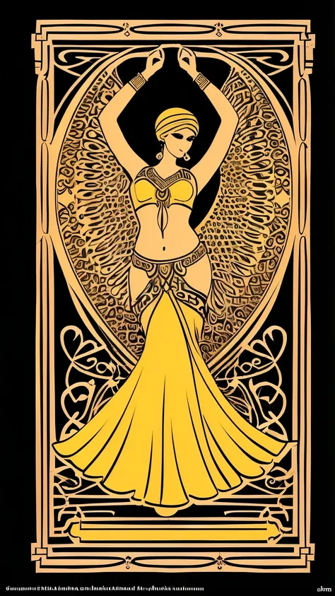 middle eastern,traaading card game back cover, belly dance style  . Symbol