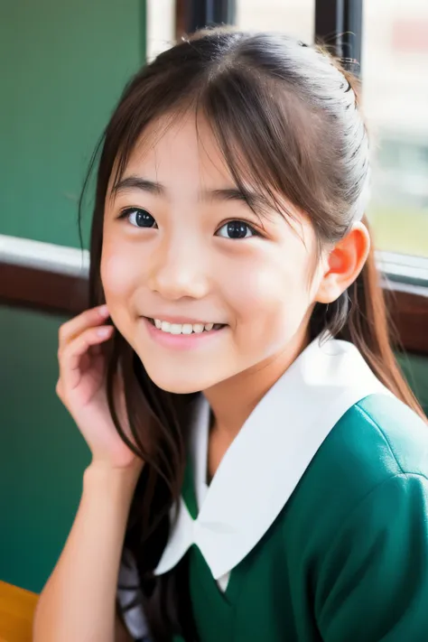 lens: 135mm f1.8, (highest quality),(raw photos), (tabletop:1.1), (beautiful 12 year old japanese girl), cute face, (deeply chis...