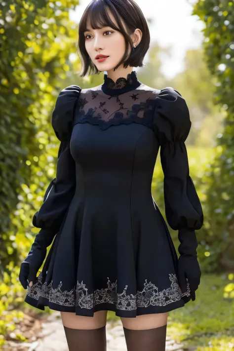 masterpiece, highest quality, high resolution, translation, clothing cutouts, long sleeve, puffy sleeves, short hair with bangs,...