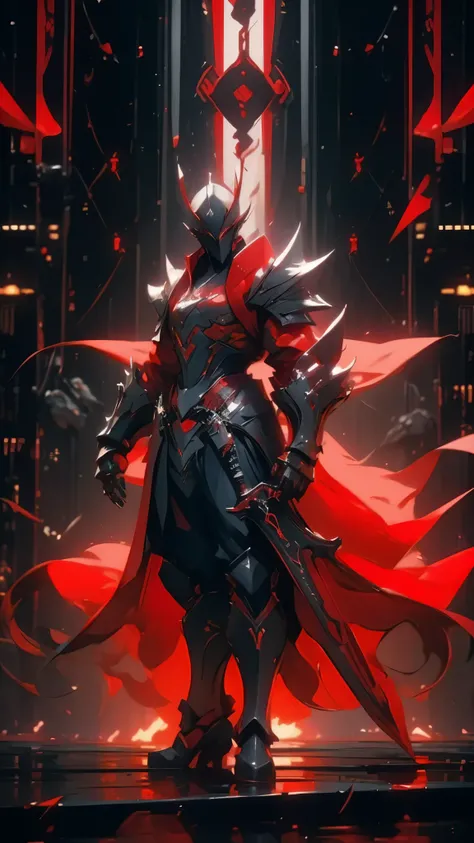 a man in a red jacket and black pants standing in a dark room, wearing cultist red robe, crimson attire, character from mortal kombat, as a character in tekken, fighting game character, cyberpunk assassin, red hooded mage, cyberpunk outfits, crimson clothe...