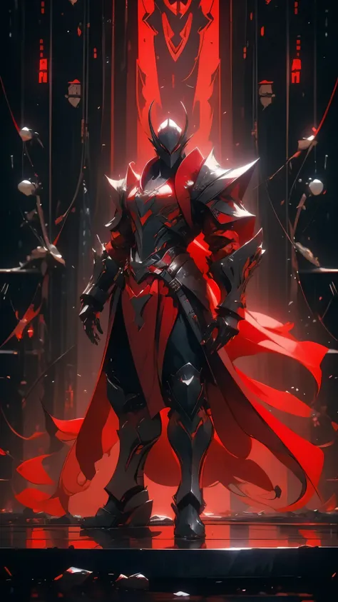 a man in a red jacket and black pants standing in a dark room, wearing cultist red robe, crimson attire, character from mortal kombat, as a character in tekken, fighting game character, cyberpunk assassin, red hooded mage, cyberpunk outfits, crimson clothe...