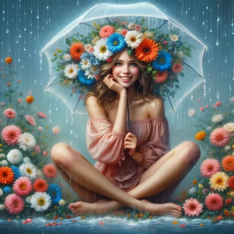 creat a very beautiful young woman a flower girl is she, I saw her sitting in the rain Raindrops falling on her She didnt seem to care She sat there and smiled at me And I knew (I knew, I knew, I knew, I knew) She could make me happy (happy, happy) Flowers...