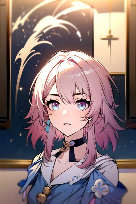 ((best quality)), ((masterpiece)), (detailed), perfect face. asian girl. pink hair. blue eyes.