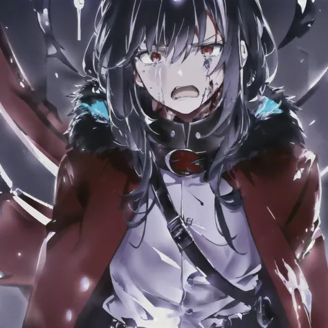 anime - style image of a soft featured young man with Black hair red eyes and a cape, badass anime 8 k, gapmoe yandere grimdark, portrait gapmoe yandere grimdark, shalltear bloodfallen, best anime 4k konachan wallpaper, yandere, gapmoe yandere, yandere int...