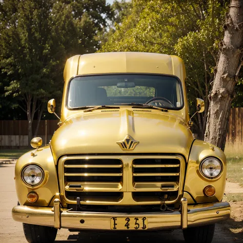 Golden truck is fly