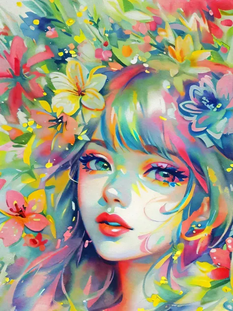 Mai Yoneyama style、(((stylish fashion))), 8K Quality、Intense watercolor, Detailed watercolor art, Watercolor splash, Surreal, avant-garde pop art, Beautiful and expressive paintings, Beautiful artwork illustration, Very colorful tones, wonderful, Cool beau...