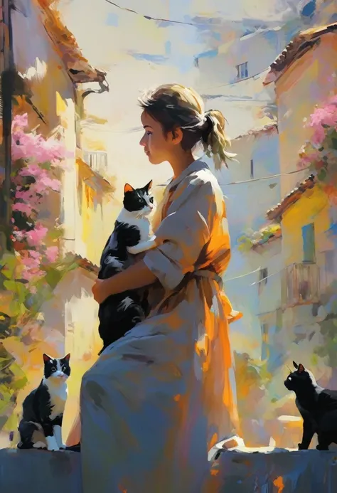 Girl with Cat，Girl with cat