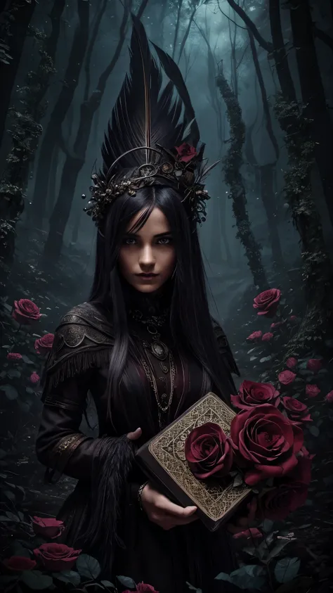 photo,
Fantasy art style, Ethereal, 
A disturbing book, discovered in the darkest of places. It should have been left where it was found, shrouded in mystery, lost, but we uncovered it and its dark mysteries. Now we are cursed by its forces, forever bond t...