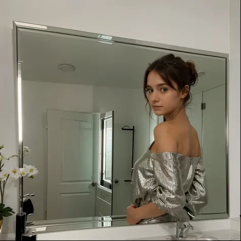 Photo dune femme de 18 ans dans un miroir  habiller