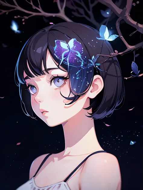 spirits among branches and fireflies by Kuvshinov, samdoesart, dreamlikeart, (((surrealism))), (Style-Glass)