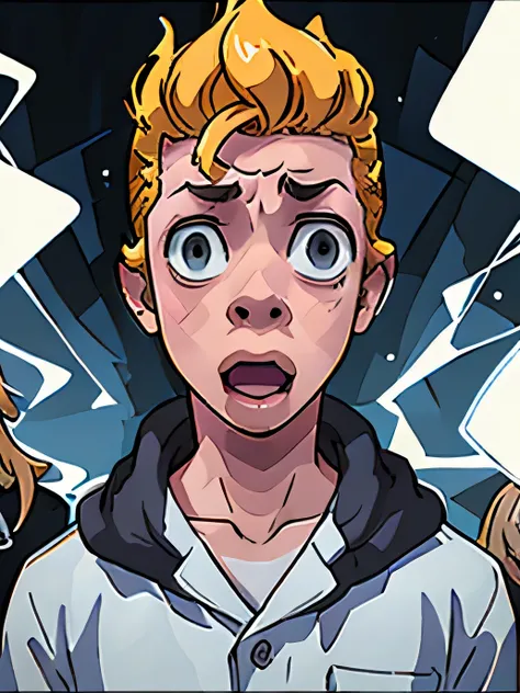 4k quality , high quality , blonde hairn anime boy , 1boy , one boy , shocked