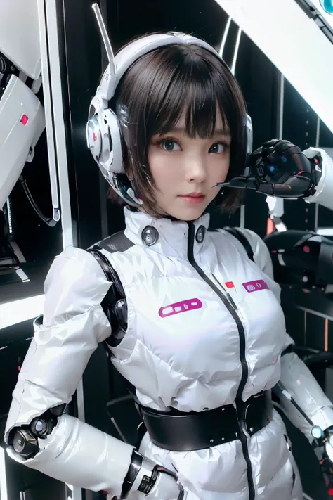 A girl in a futuristic bright white heavily armored robot suit takes a photo、perfect android girl, Female cyborg body, Perfect anime cyborg woman, Beautiful female android!, Female Robot, completely robot!! girl, Cute cyborg girl, Cyber Suit, Girl wearing ...