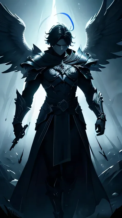 a male angelic warrior, demonic warrior angel, dark angel, dramatic pose, powerful, cinematic lighting, dramatic shadows, glowing energy aura, intricate armor, flowing cape, dramatic background, epic fantasy, dark fantasy, muted color palette, digital art,...