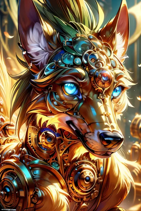 (Masterpiece, Committed to ultra-high definition and vivid colors, Super detailed, Attention to detail, highest quality, 8K, 16K, Exquisite detail, A style that combines romanticism and realism, High resolution, Perfect Anatomy), Wolf, steampunk, Illustrat...