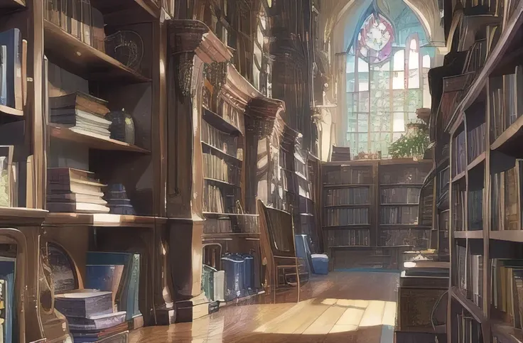A magical library like the one in Harry Potter A towering bookcase