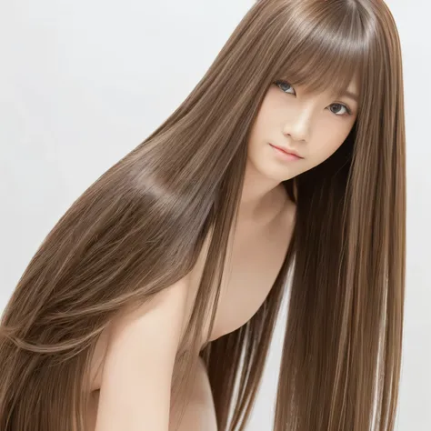 ((Sexy sway back stance:1.2)) 1 female ((Beautiful 24 year old hair model with long light brown hair fell straight down Reaches up to the kneeVery long hair highest quality Highest detail Reaches up to the knee、Very long hair that lasts forever:1.3 Flowing...