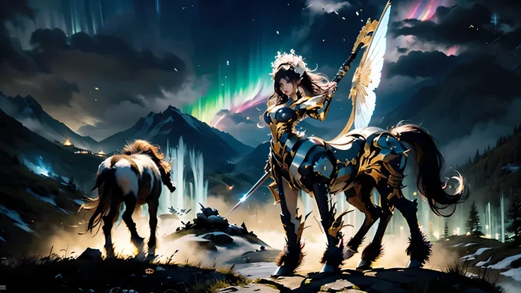 In the beautiful illustration of this super-grand scene,The ultra-distant lens shows us(More than eight distinctive and beautiful female centaurs,Half man, half horse,Half man, half horse,Princess:2.7),Their personality、Distinctive and vivid features。from(...