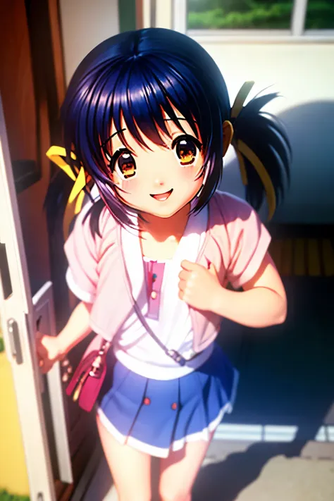 masterpiece, best quality, high details,

(sunohara mei), she cheerful, she smiling,
when someone opening the door for inviting ...