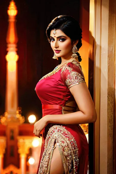 high quality, super sexy night dress,large breasts, indian super model,in the heavenly palace