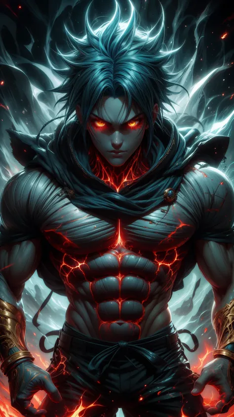 (Aesthetics, Hi-Res: 1.2), Get ready for a visual feast with 20 year old Vegito, solo, brilliant blue hair and tattoos, a creature with a handsome face and piercing golden eyes . In his transformed state, he radiates extreme instinct and power, creating an...