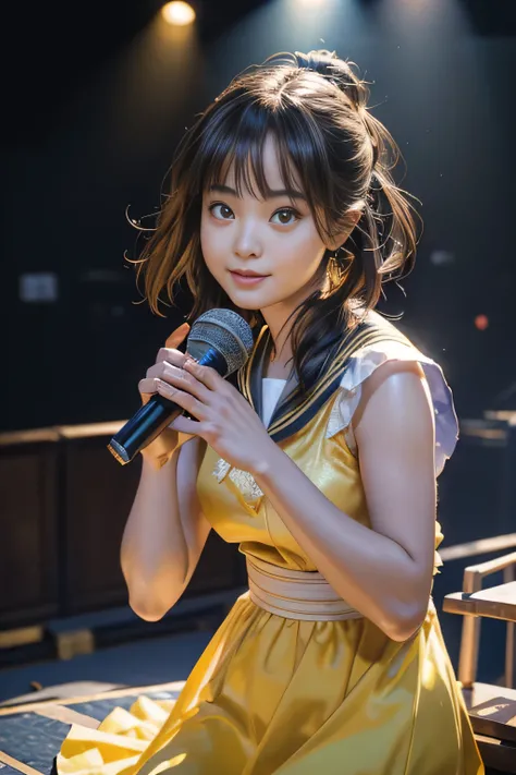 Girls of Japan Idol Groups.Co., Ltd.. Execute, ((8k, RAW Photos, Best image quality, Tabletop:1.2)), (Realistic, Realistic: 1.3), (Depth of written boundary: 1.2), Beautiful Japanese woman in her 20s, Dynamic Angle, (1 person:1.3), Girl1 person, Idol, Yell...