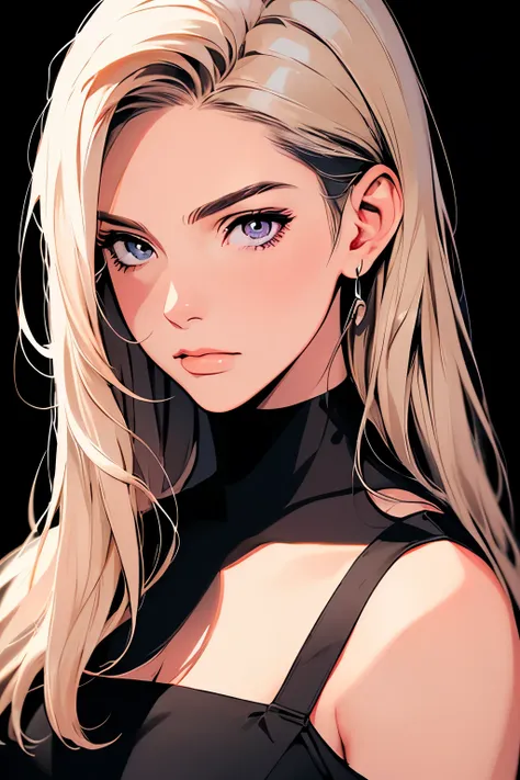 2d illustration, anime, a painting portrait in fine arts, in manhwa style, bishamon from noragami, 1girl, blond long hair, big h...