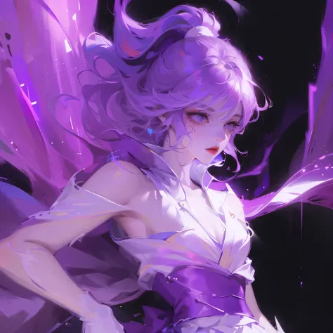 (masterpiece, best quality:1.2),1 girl,bad posture,bleach, Strong aura, Purple glow,8potassium,potassium, HD, unparalleled masterpiece, Dynamic Lighting, , epic
