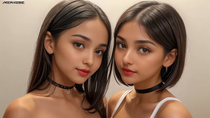 2 girls, (Girl 1(cute white arab woman, 25 years old, round face shape, small nose, thin nose, thin nostril, small nose-tip, beautiful small delicate nose, (very thin) round eyebrows, (very thin eyebrows), perfect thin lips, red lipstick, (big) (round) fem...