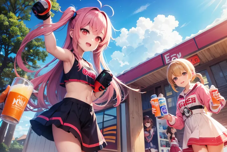 anime girls holding energy drink