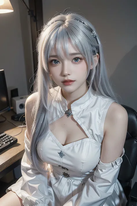 ((best quality)), ((masterpiece)), Snow mountain, ((ultra-detailed)), extremely detailed CG, (illustration), blizzard, ((detailed light)), (an extremely delicate and beautiful), 1girl, solo, ((cowboy shot)), ((cute face)), (beautiful detailed eyes), red ey...