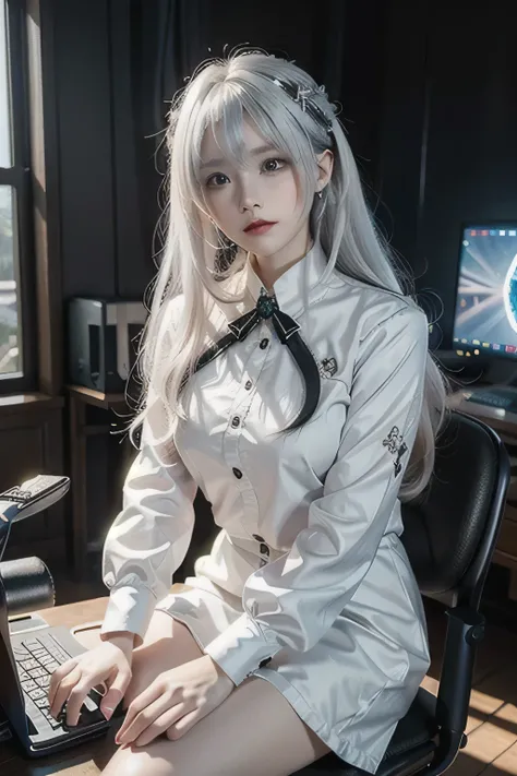 ((best quality)), ((masterpiece)), Snow mountain, ((ultra-detailed)), extremely detailed CG, (illustration), blizzard, ((detailed light)), (an extremely delicate and beautiful), 1girl, solo, ((cowboy shot)), ((cute face)), (beautiful detailed eyes), red ey...