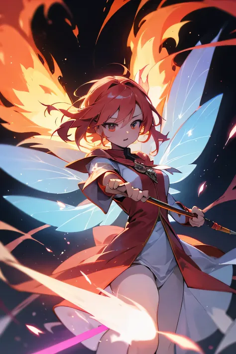 image of a fire fairy controlling flames with a magic wand