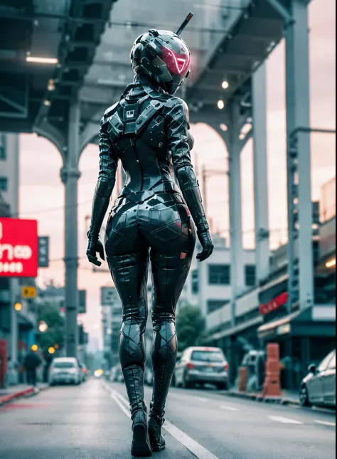 detailed, complex 3d render ultra detailed of a beautiful woman android, (walking away), looking over shoulder, beutiful ass, , ...