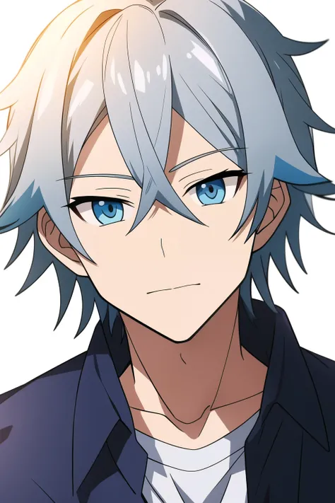 anime father with gray hair and blue eyes