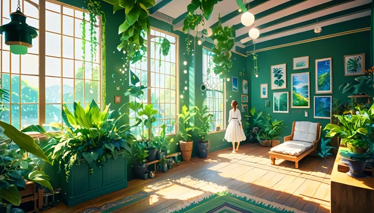 woman in culture capsule, room full of houseplants, best quality, 4k, 8k, highres, masterpiece:1.2, ultra-detailed, realistic, photorealistic, photo-realistic:1.37, HDR, UHD, studio lighting, ultra-fine painting, sharp focus, physically-based rendering, e...