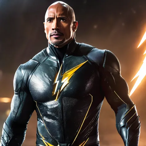 Dwayne Johnson as Flash, Dwayne Johnson using a Flash costume suit, Dwayne Johnson faces, Dwayne Johnson