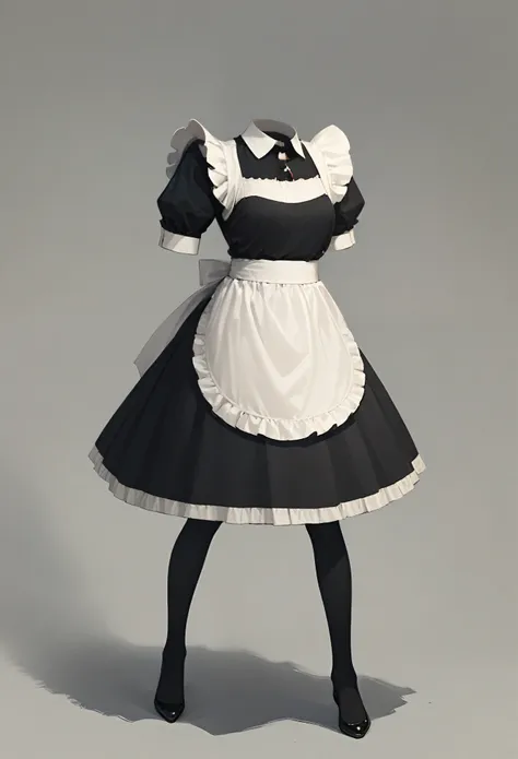 nobody, 1 girl, maid outfit，solo,headless, no legs, no weapons, simple background,light and shadow magic，realistic cloth texture