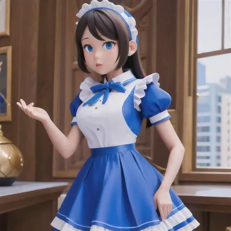 maid uniform((（one maid uniform）))cobalt blue