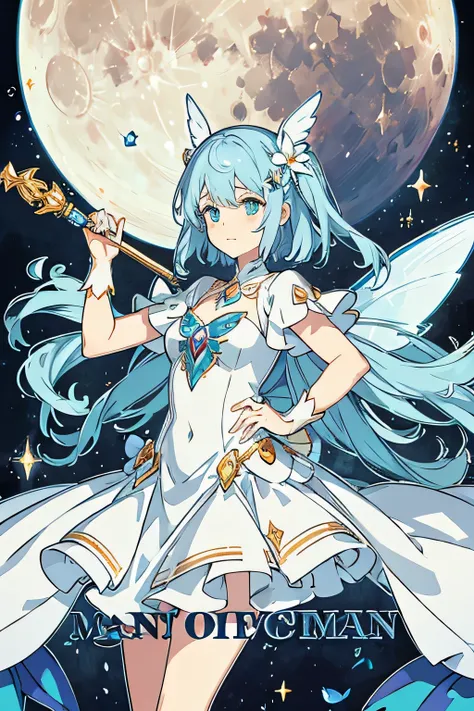 Image of a moon fairy controlling the moon with a magic wand