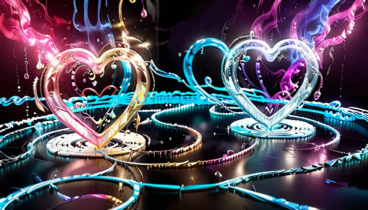 soundtrack, visualizer soundtrack, color soundtrack, very dynamic soundtrack, heart-shaped, treble keys, photo