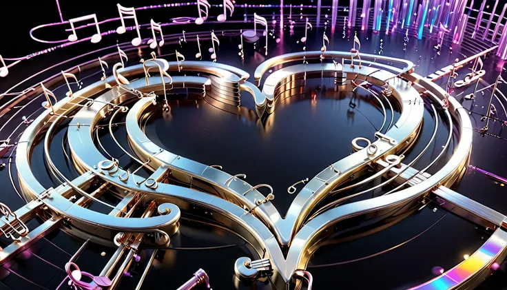 soundtrack, visualizer soundtrack, color soundtrack, very dynamic soundtrack, heart-shaped, treble keys, photo