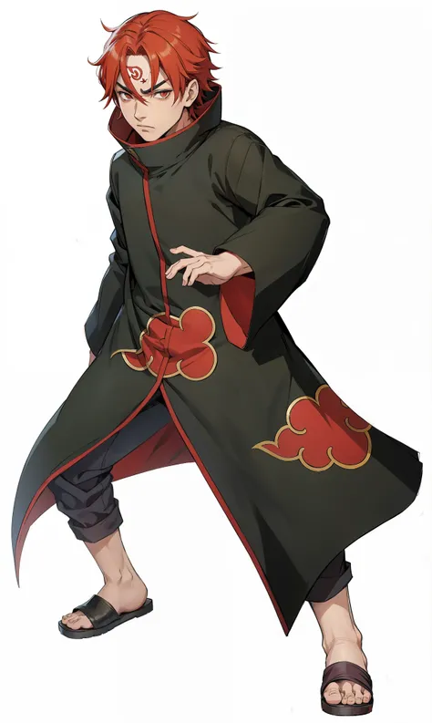 Sasori, Akatsuki, manto da Akatsuki, nuvens vermelhas, cabelo vermelho, olhos amarelo, muito bonito, Fitness 