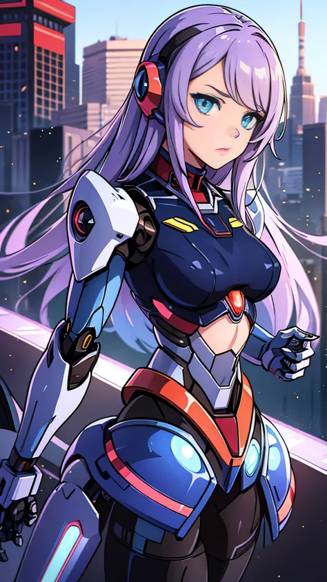 Beautiful woman who became a cyborg((Robot Girl – Mecha):1.4) (8K、Real、RAW Photos、highest quality:1.4) (1 robot) Shining eyes, a symbol of advanced technology、Breaking through a dark cyber background。The delicate face is designed with great care.、In contra...