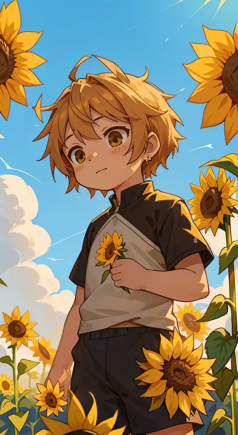 A child with the Little Sunflower IP image holding a Little Sunflower Astragalus and Hawthorn，It can nourish the spleen and lungs，Physical enhancement effect
