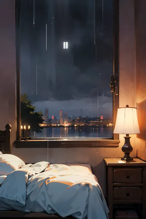 anime background
bedroom
rainy night