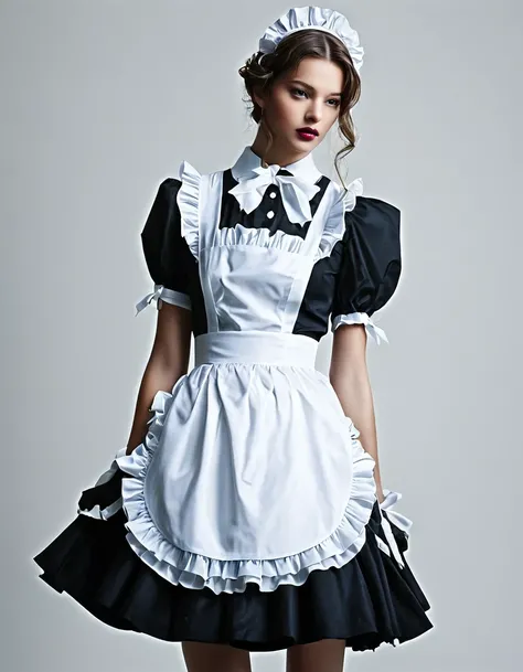 in style of Fashion photography, a dress,Maid Outfit, beautiful detailed