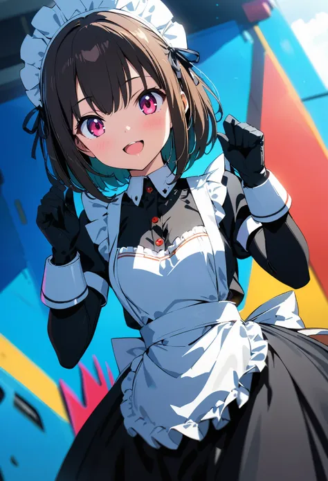 (highest quality:1.2, 4K, 8k, Studio Anime, Very detailed, up to date, Vibrant, High detail, High Contrast, masterpiece:1.2, highest quality, Best aesthetics), (((1 girl))), Stand and pose, Maid, Maid服, Cyber Suit:1.2, サイバーパンクMaid服:1.4, Bodysuits, Headdres...