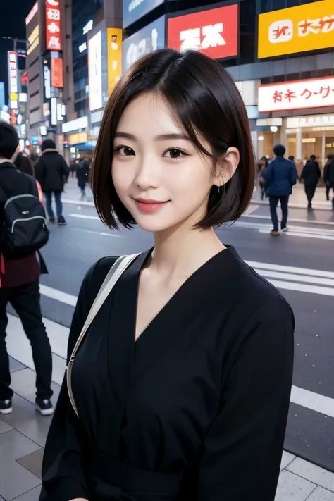 cute 21 year old japanese、bright smile、young men and women、tokyo、big city highly detailed face、pay attention to the details、doub...