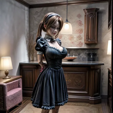 milf wearing Maid Outfit, standing,