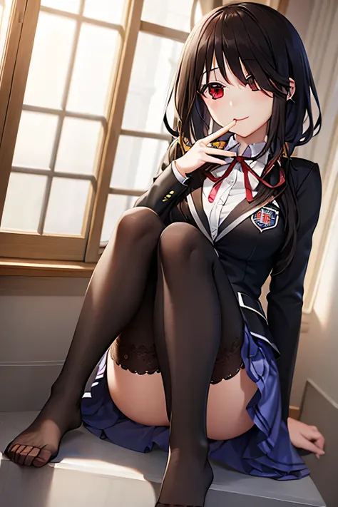 (((masterpiece))),(((best quality))),(((extremely detailed))),(Perfect feet),illustration,who, (masterpiece, top quality, best quality, official art, beautiful and aesthetic:1.2),(8k, best quality, masterpiece:1.2), KurumiSchool, low twintails, hair over o...